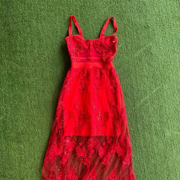 Red Lace Maxi Dress - Picture 3 of 5